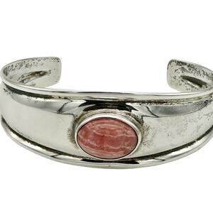 Joseph Esposito ESPO 925 Sterling Silver Rhodocrocite Bracelet Cuff Signed VTG